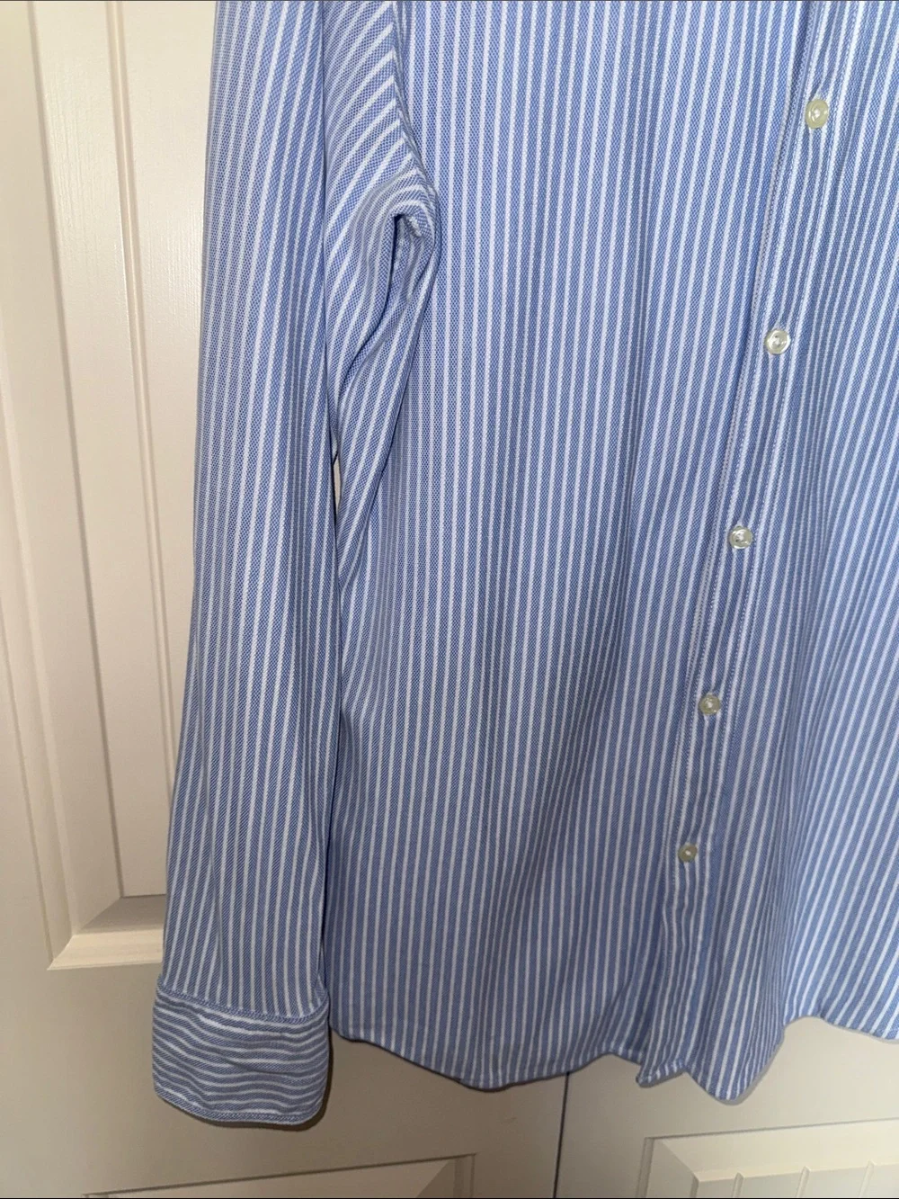 Ralph Lauren Kids Blue White Striped Knit Oxford Button Down Shirt Large L G